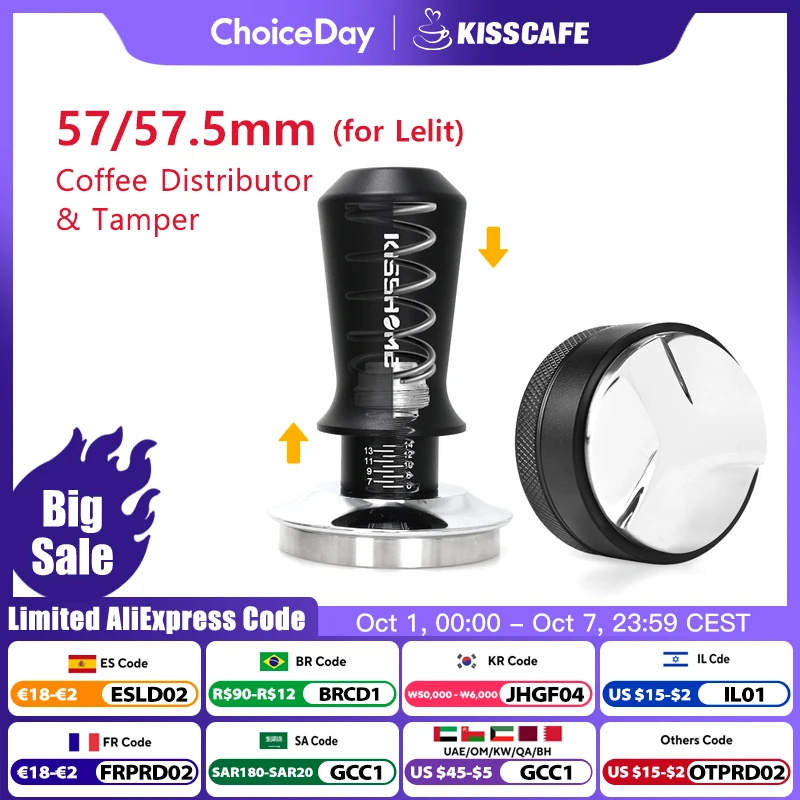 Kaffee Tamper 57mm 57,5mm Verteiler Stampfen Station Konstantdruck 30Lbs Für Lelit Anna Espresso Zubehör Barista werkzeuge