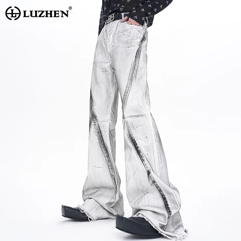 

LUZHEN Niche Scrawl Wornout Design Trendy New Denim Pants Personalized Stylish Street Loose Wide Leg Jeans Free Shipping LZ4462