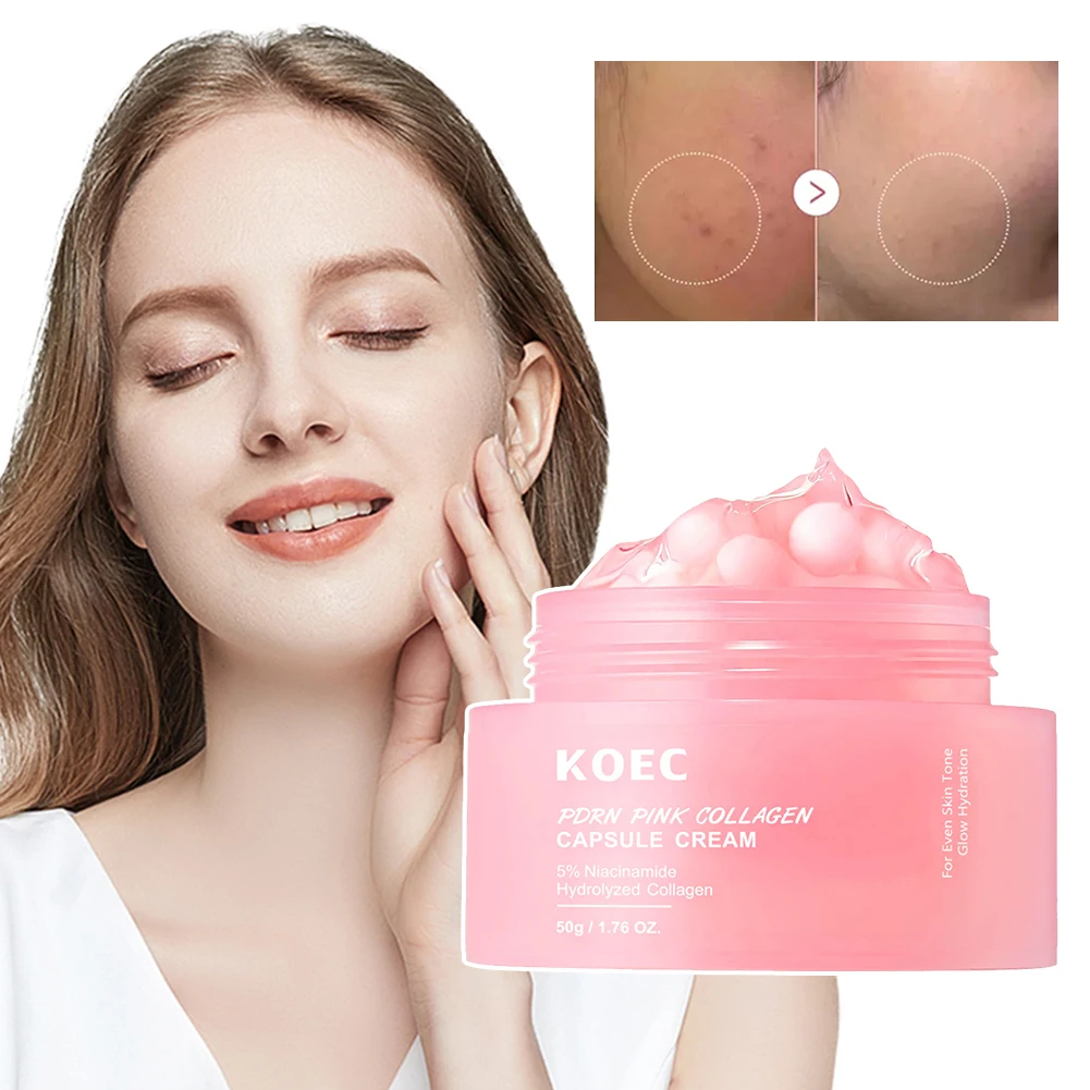 

50g PDRN Pink Collagen Capsule Cream Collagen Cream Moisturizing Anti-Aging Firming Serum Rapid Wrinkles Repair Cream