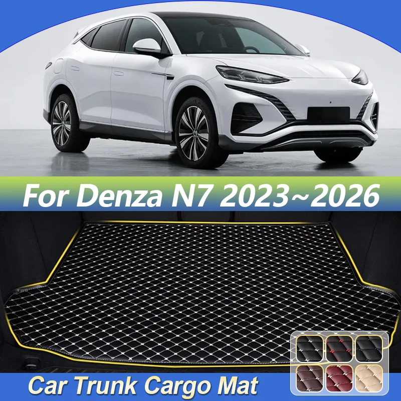 

Leather Car Trunk Mat For Denza N7 2023~2026 2024 2025 Anti-dirty Storage Pad Boot Liner Rug Carpet Cushion Interior Accessories