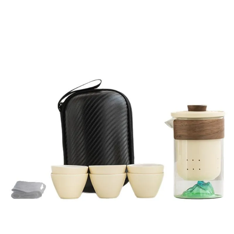 Travel Kung Fu Tea Set Small Portable Outdoor Single Person Camping Tea Drinking Equipment Ceramic Teapot Quick Tea Cup