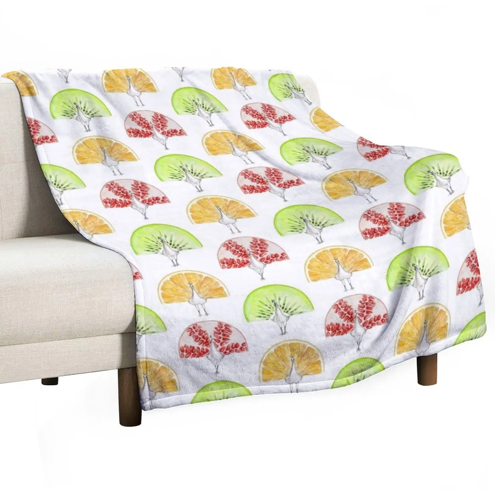 

Fruit Peacock Triptych Throw Blanket Plush manga Blankets