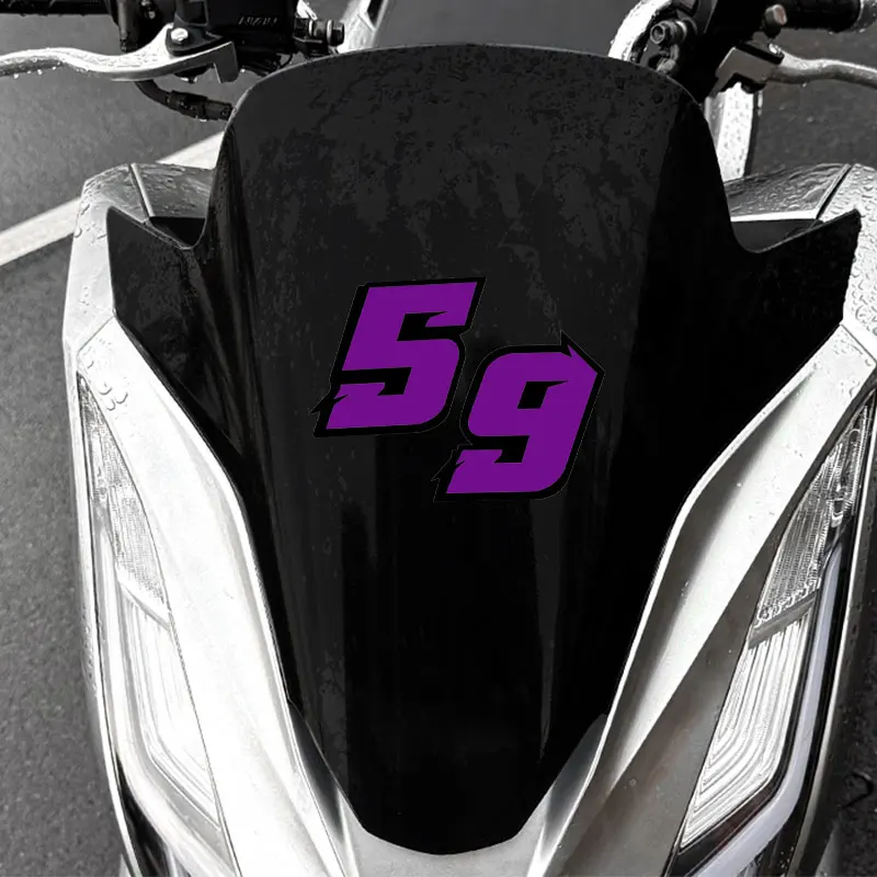 1PC Purple Arabic Numerals Motorcycle Stickers Waterproof for DIY Motorbike Fuel Tank Front Fairing Scooter Helmet Vinyl Decals view 3