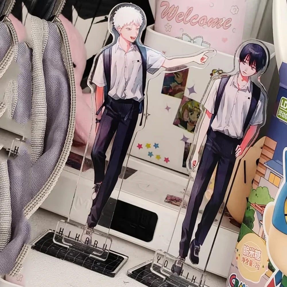 2-teiliges Set Anime-Cartoon „The Summer Hikaru Died“ Hikaru Indo Tsujinaka Yoshiki Cosplay Niedliche Acryl-Figur Standmodell Tischdekoration – Detail 2