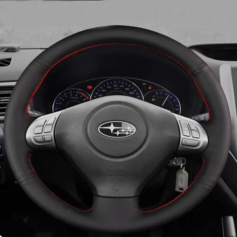 For Subaru WRX STI III IV Forester Legacy Outback Exiga 2008-2010 Hand sewn non slip leather steering wheel cover