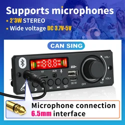 2*3W 6W wzmacniacz 5V płyta dekodera MP3 Bluetooth 5.0 Stereo samochód DIY Audio MP3 odtwarzacz FM Radio TF USB 6.5mm Mic jack rekord rozmowy