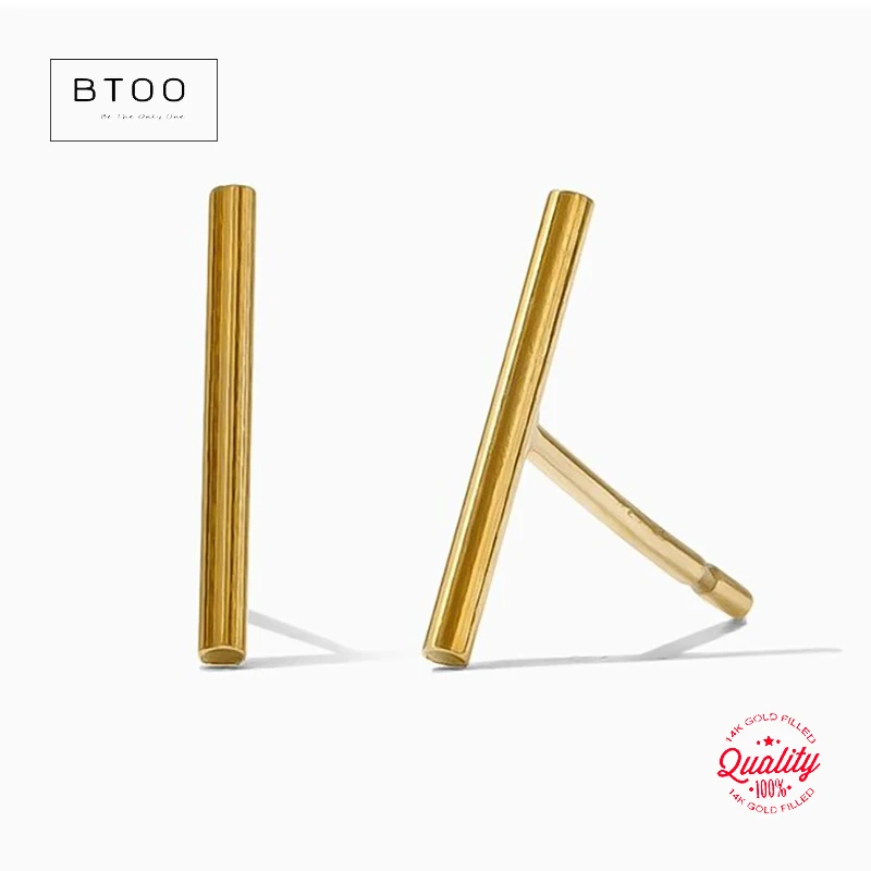 

14K Gold Filled T Bar Post Earring 6/10mm Boho Women Stud Earrings Gold Jewelry Fashionable Brincos Pendientes Oorbellen