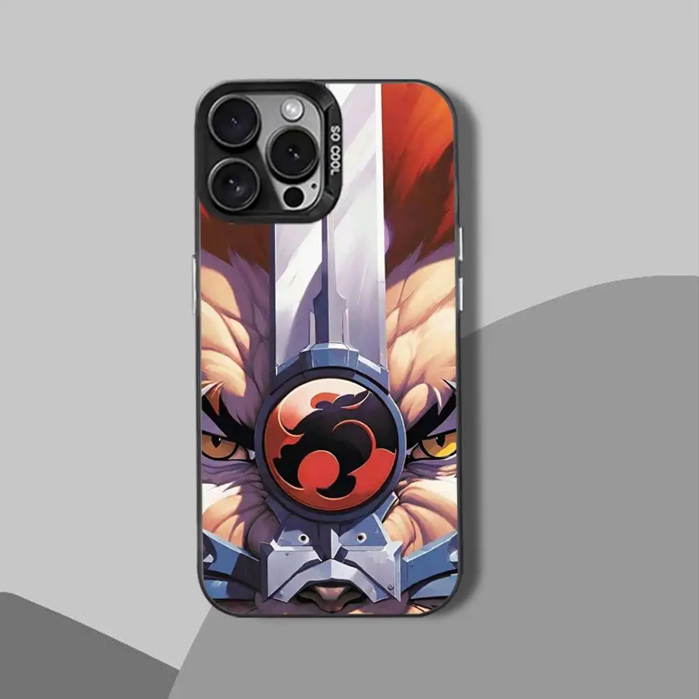 حافظة هاتف T-Thunder Cat-es الشهيرة لهاتف iPhone 12,16,11,14,13,17,15,E,Max,Plus,Air,Pro,غطاء أسود صغير غير لامع مقاوم للصدمات