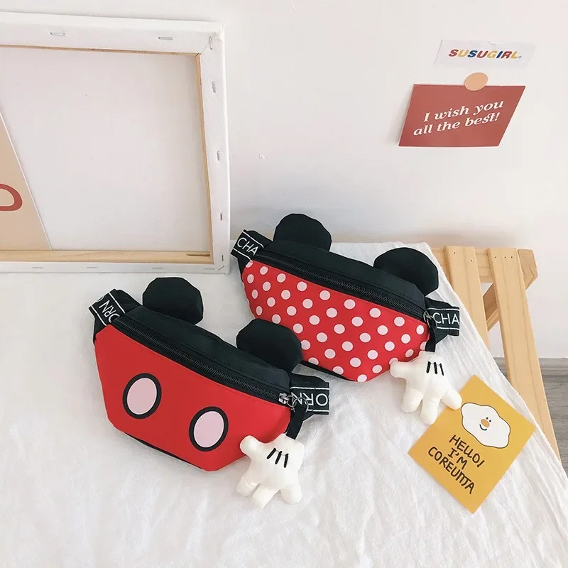 Disney Mickey Chest Bag Minnie Mouse Cartoon Cute Boys Girls Small Coin Makeup Storage Bags Women Kids Anime Shoulder Wallet