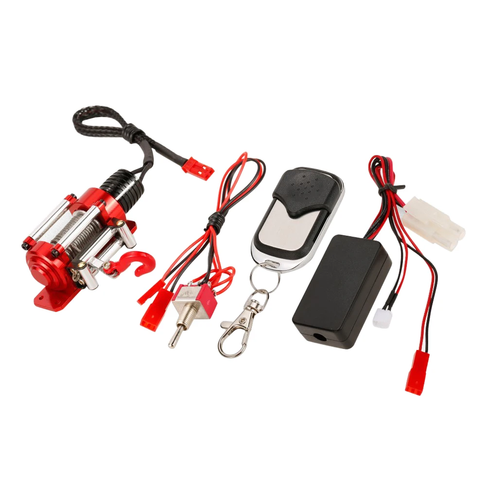 Metal Winch 1/10 Crawler Winch Wireless Remote Controller Receiver for 1/10 RC Crawler Truck Axial RC4WD