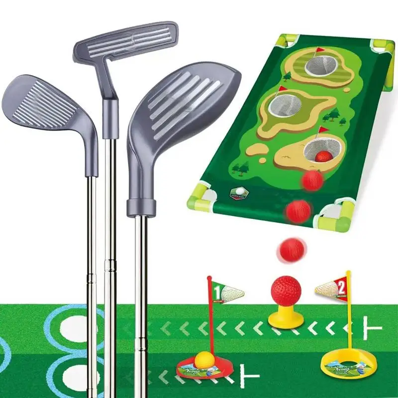 Golf Toy Set Putting Mat Adjustable Kids Golf Club Golf Toy Retractable Sports Toy Fun Golf Games With Practice Hole For Girls &