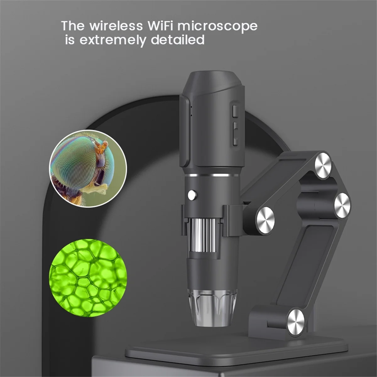 Microscopio inalámbrico, microscopio Digital de mano, WiFi, USB, aumento inalámbrico de 50 a 1600x, 8 LED con soporte de Metal