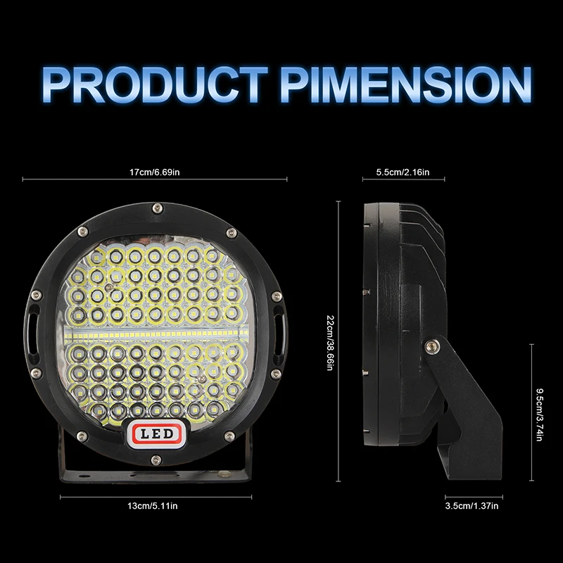 1PC 7 Inch Round Pod Lights with Mounting Bracket 300W 30000LM LED Offroad Lights Driving Lamp Headlight Fog Light for Truck SUV