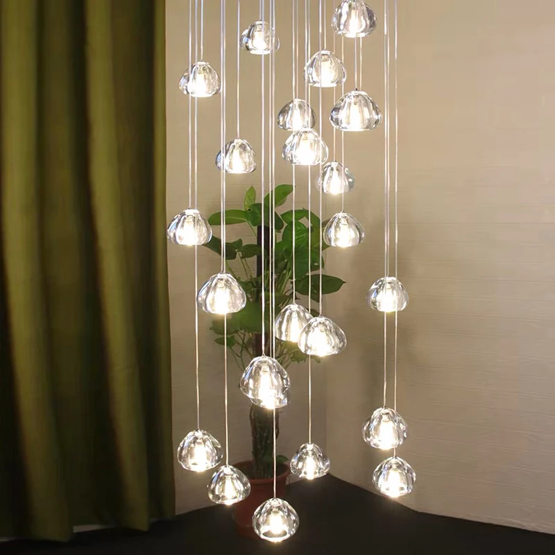 Imagem -03 - Modern Crystal Chandelier For Home Decoration Stair Pendant Lamp Living Room Pendant Lights Iluminação Interior