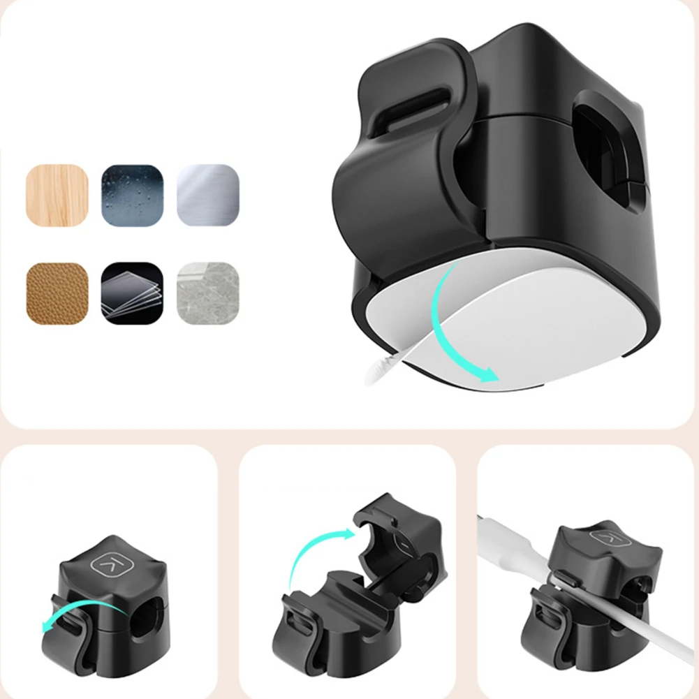 6 PCs Data Cable Clips Cable Organizer Desktop Wire Cord Fixing Organization Clamp Holder For Desk Nightstand