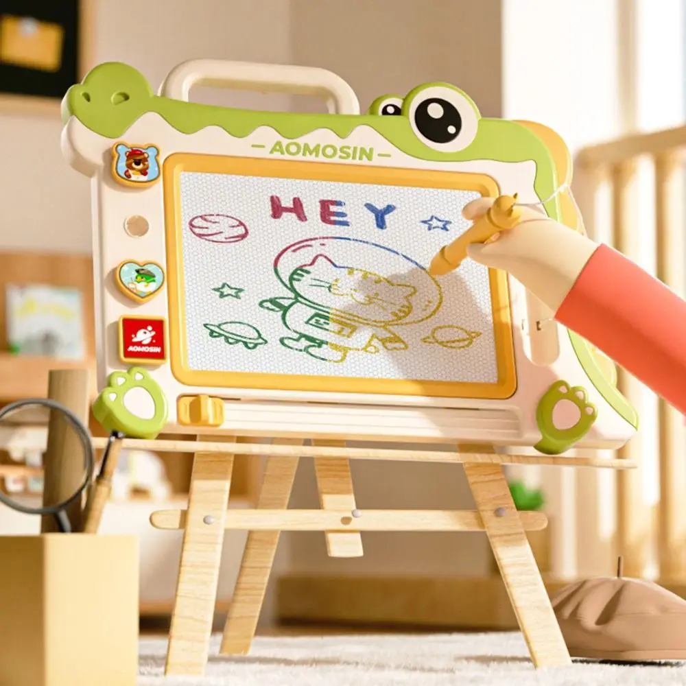 Portable Cartoon Dinosaur Kids Drawing Pad Plastic 4 Stamps Doodle Board Pink Green 1 Pen Magnetic Board Toys Early Education