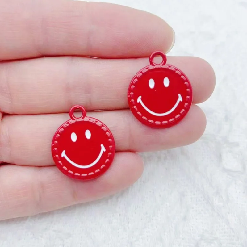 10pcs New Smile Face Enamel Charms Lucky Fun Colorful Pendants For Making Handmade DIY Findings Accessories Necklace Jewelry