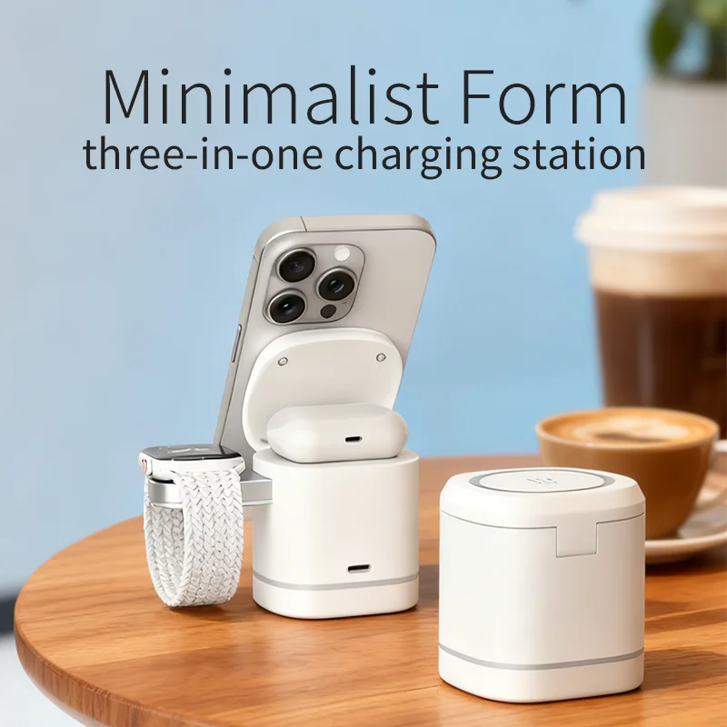 

Foldable 3-in-1 Wireless Charger Qi2 for iPhone 12/13/14/15/16/17 pro Max AirPod 2/3/Pro Watch Fast Charging Station Magnetic