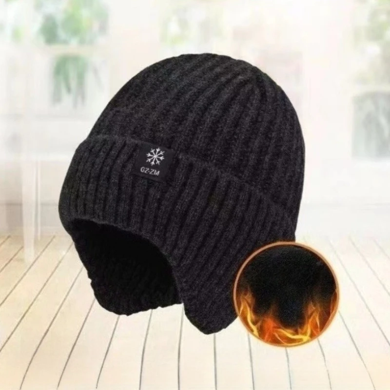 1 قطعة الشتاء الدفء قبعة صوفية للرجال قطعة واحدة ندفة الثلج سدادات حماية الأذن في الهواء الطلق سميكة قبعات منسوجة قبعة #5