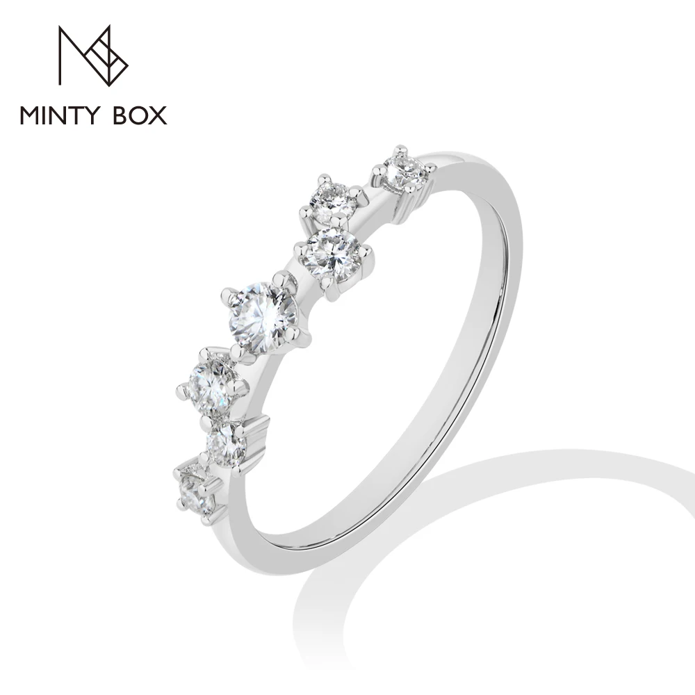 MintyBox Classic Simple Round DVVS1 Moissanite Ring S925 Sterling Silver for Women Anniversary Wedding Daily Jewelry Party Gifts