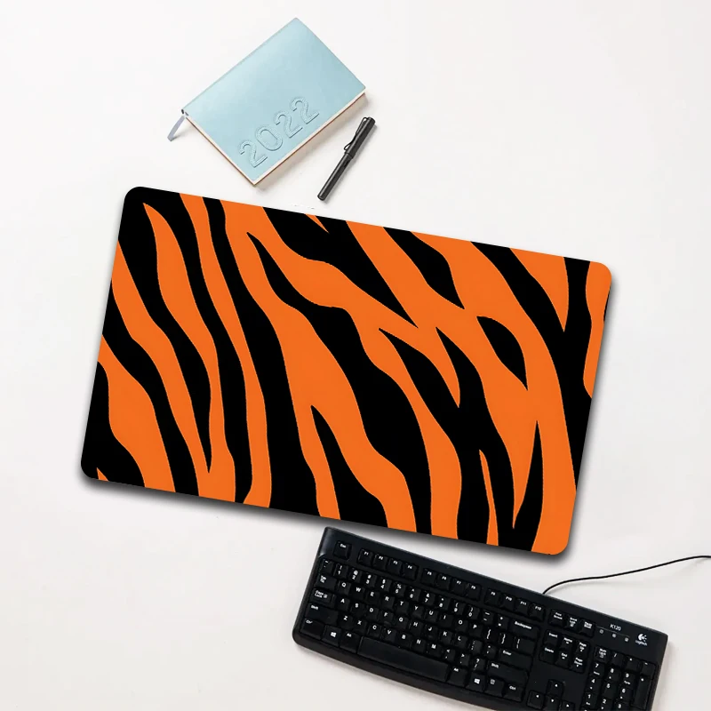 

Orange Black Tiger Stripe Mouse Pad Large Non-slip Waterproof Desk Mat for Computer Laptop