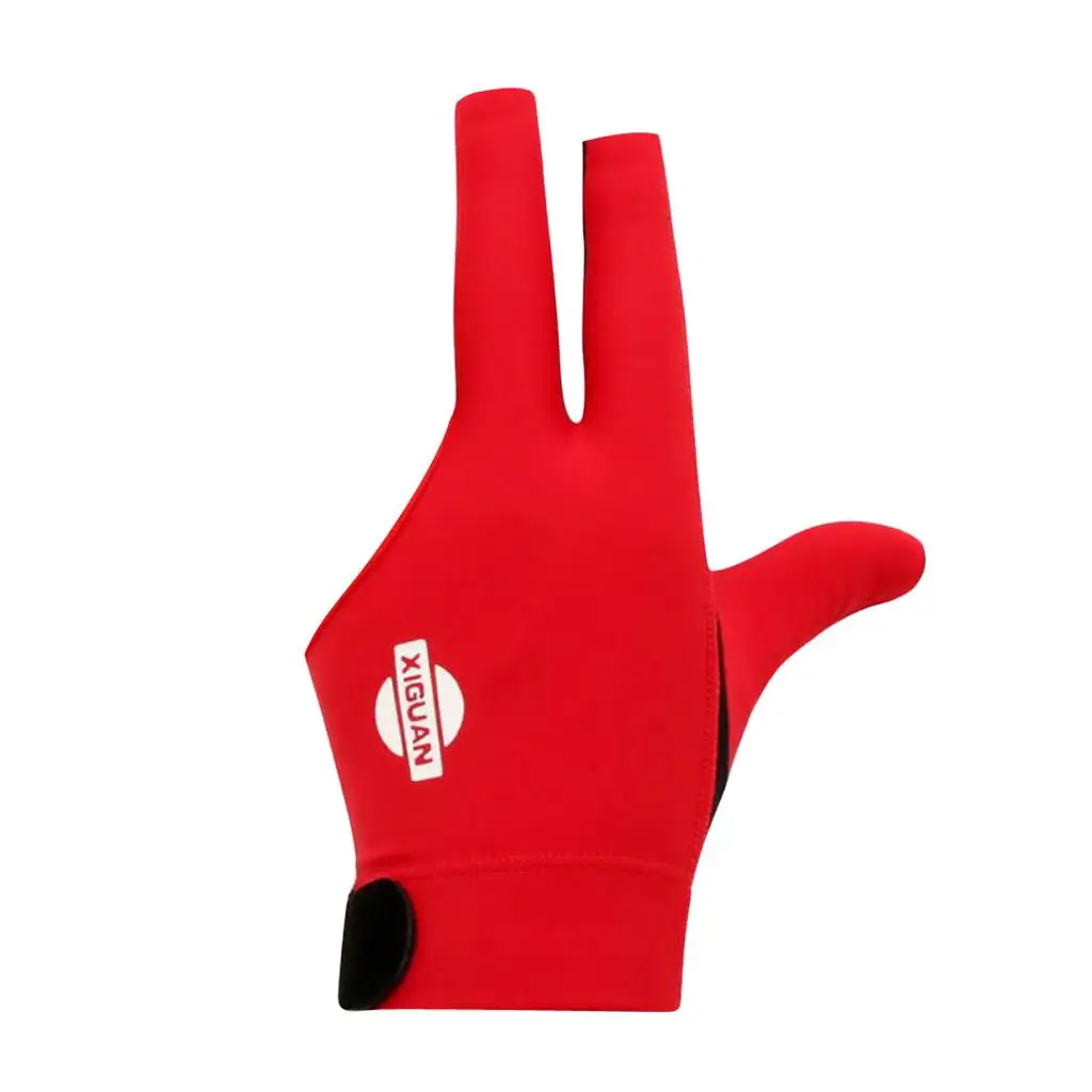 3-Finger Professional Stretchy Breathable Sweat Absorbing Left Hand Snooker Glove Pool Cue Billiard Glove Blue Red Black