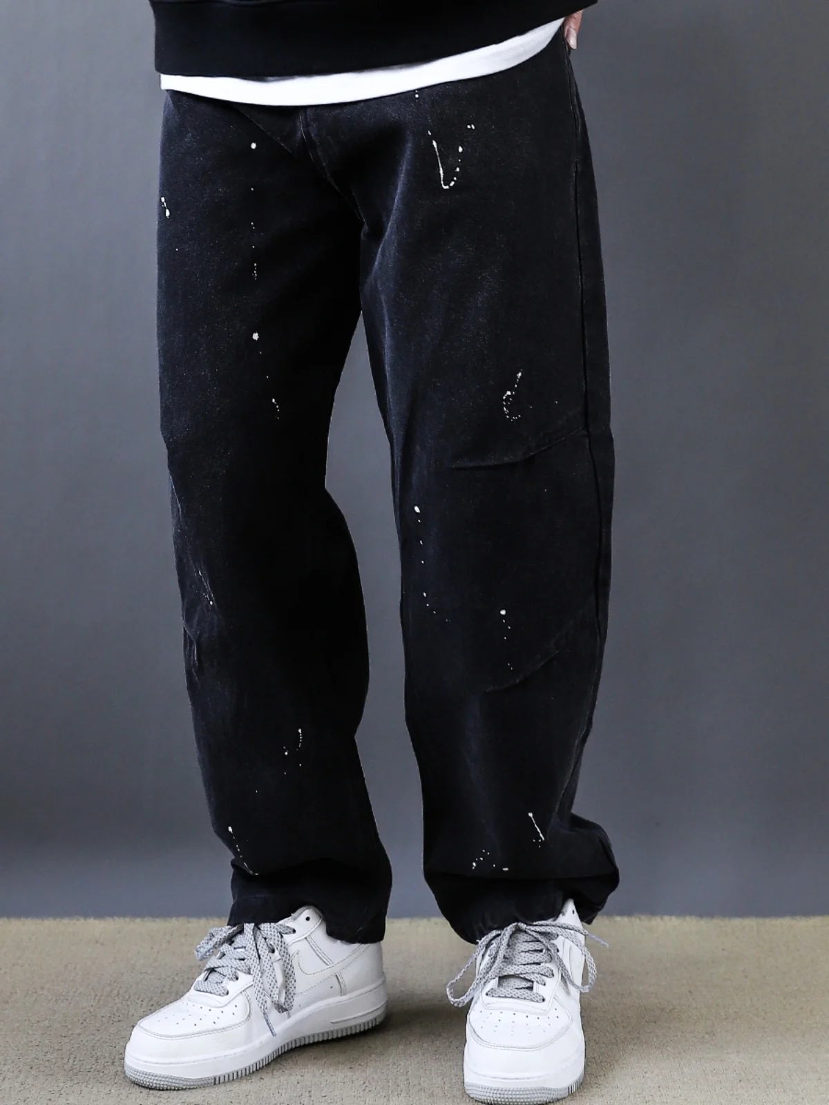 

Мужские прямые брюки в стиле ретро, повседневные, черные, молодежные, американского стиля, простые, рабочие, весна-осень