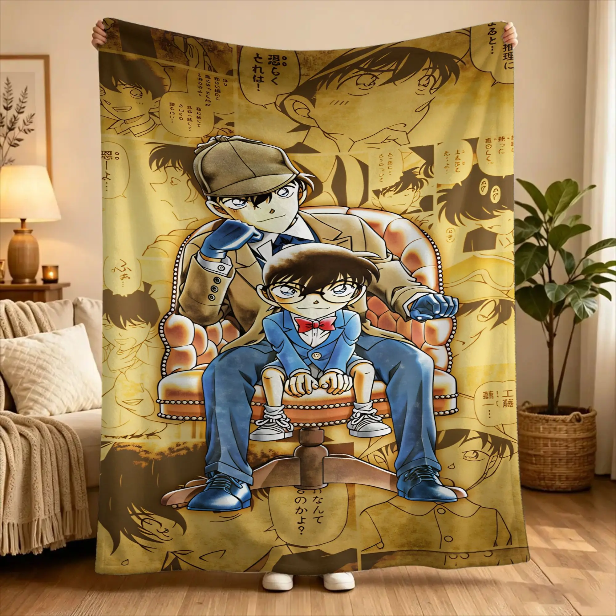 D-Detective C-Conan Blanket  Warm Soft Comfortable Plush Bedding Throws For Outdoor Airplane Travel Flannel Bedspread Bed Cover