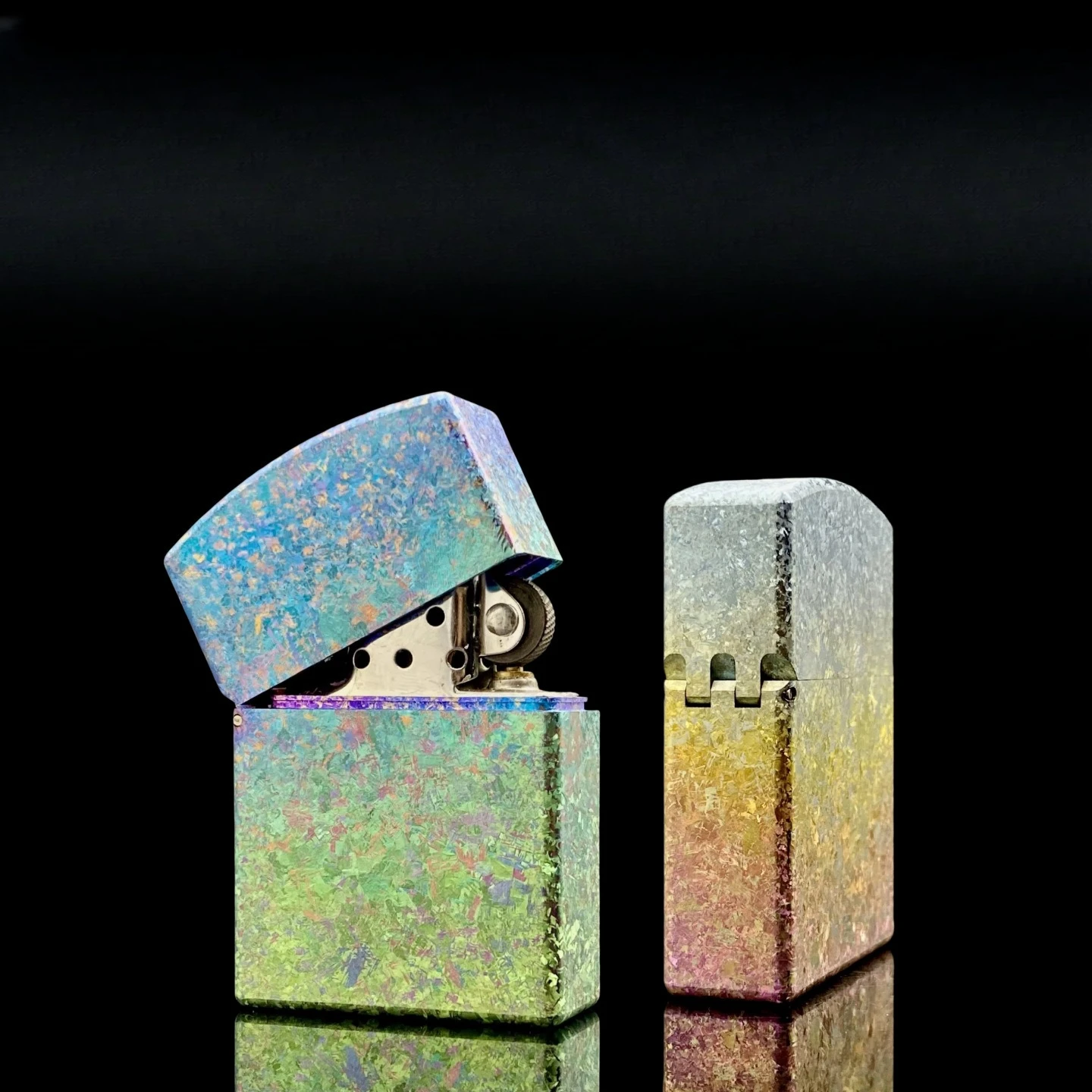 

WARARMOR Titanium Alloy Round Head Armor Kerosine Lighter, Ice Crystal Titanium Windproof High-end Gift for Men