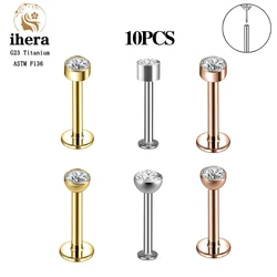 10PCS 20/18/16G G23 Titanium Gold Color Labret Lip Stud Nose Ring Ear Tragus Helix Cartilage Piercing Earrings Body Jewelry