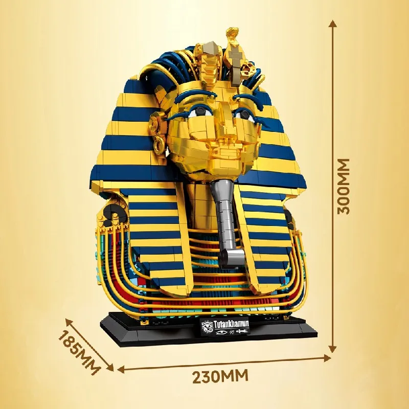 Egyptian Golden Mask Building Blocks Retro Assembly Model Bricks Kit Desktop Ornament Creative Toy Adult Gifts 1603PCS view 2