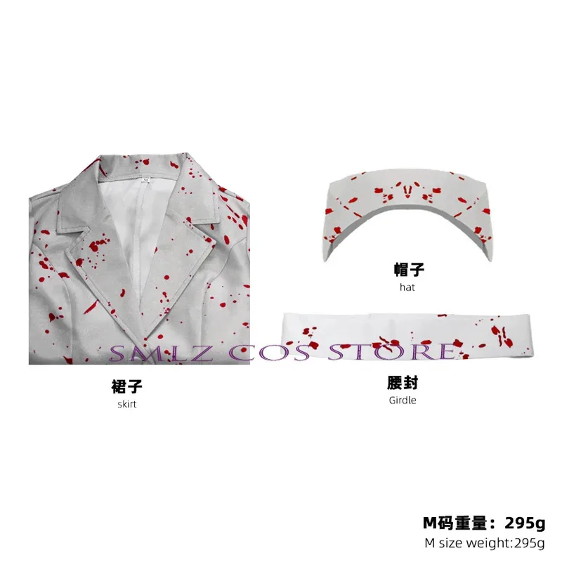 ❤ ❤ 2025 zumbi enfermeira cosplay uniforme anime silent hill 2 traje mancha de sangue vestido chapéu conjunto festa de halloween role play terror novo ★ ☆