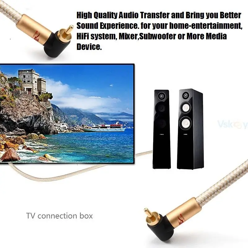 RCA ذكر إلى RCA ذكر كابل الصوت المحوري الرقمي لمضخم الصوت DVD TV مكبر للصوت نظام المسرح المنزلي RCA محول الحبال المحمية