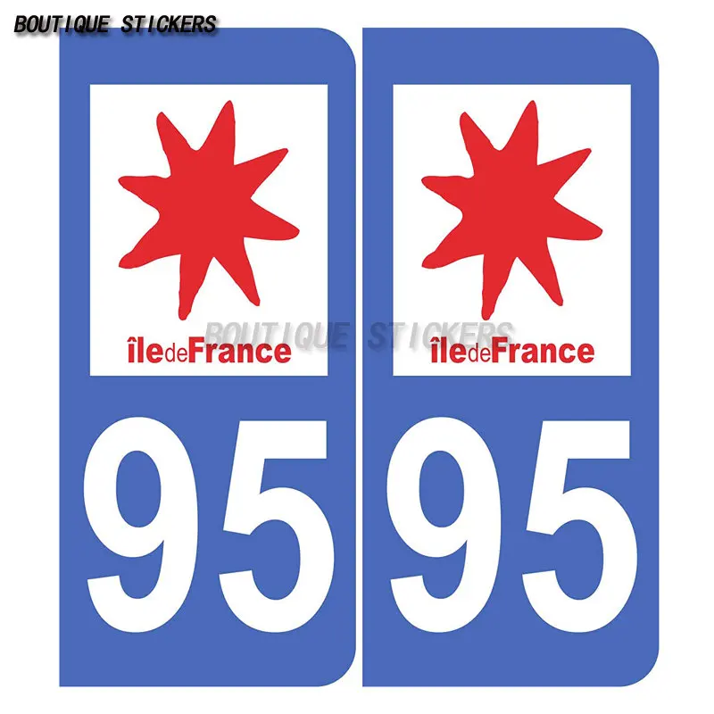 2Pcs Jintora License Plate Sticker 95 val d 'oise Ile de France License Plate Waterproof PVC License Plate Decal
