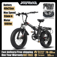 DEEPOWER G20 Electric Bicycle 48V 1000W 25AH Fat Tire Electric Bike 20Inch folding Outdoor Mountain Bicycle Snow Adult Ebike