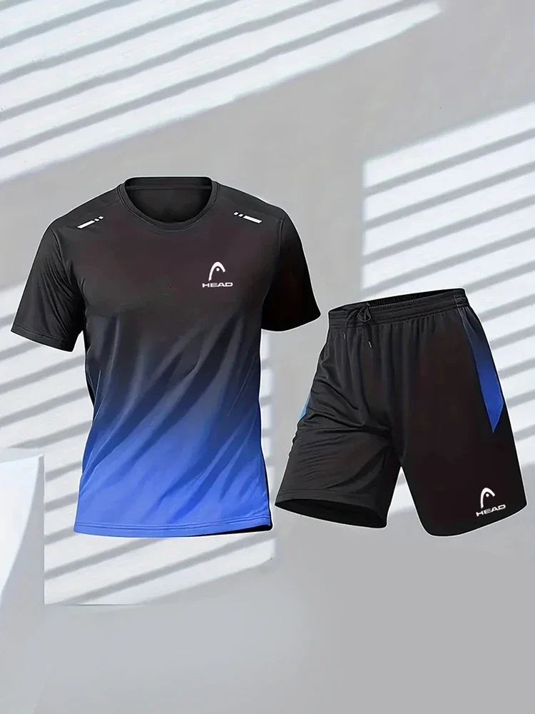 HEAD Summer Men's Sports T-shirt and shorts Summer Men's Tennis Short sleeve top Football Training Badminton shorts