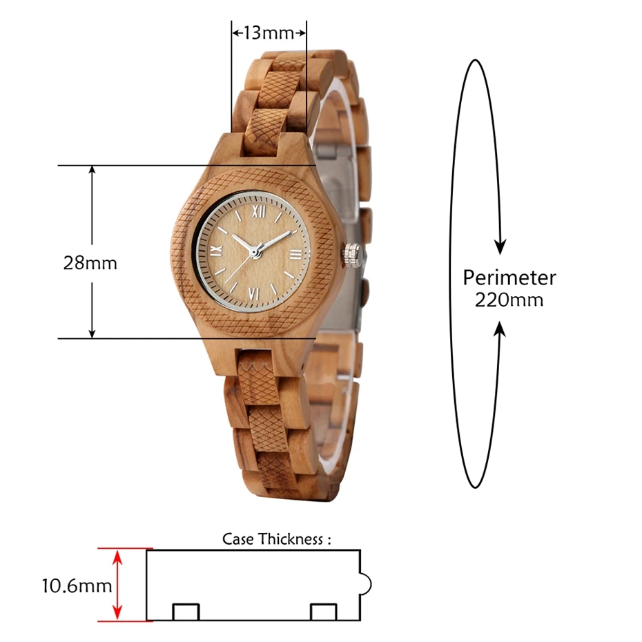 Women Watch Olive Wood Silver UP Stud Roman Numerals Literal Ladies Dress Quartz Watch Full Wooden Slim Adjustable Bangle Clock