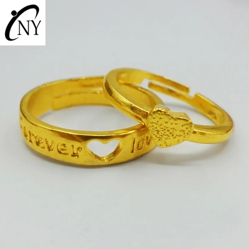 

9999 Real Gold 24K Gold Fashion Men's and Women's Rings Couple Rings Real Gold LOVE Heart Ring Jewelry