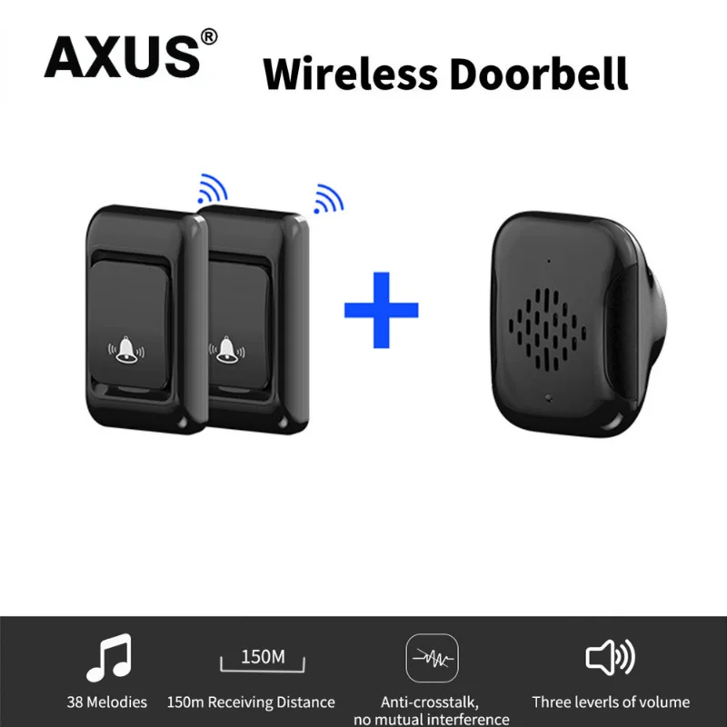 

AXUS Wireless Doorbell RF433 Mhz Waterproof EU Standard Remote Control DoorBell Sets Home Outdoor Ring Chime Button Doorbell