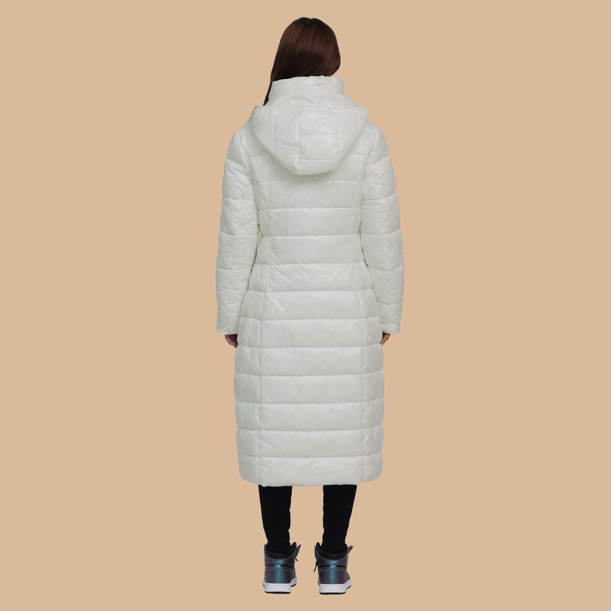 SANTELON Women Winter Thick Warm Over Knee Parka Extra Long Puffer Jacket Coat With Detachable Windproof Hood Fashion Outerwear