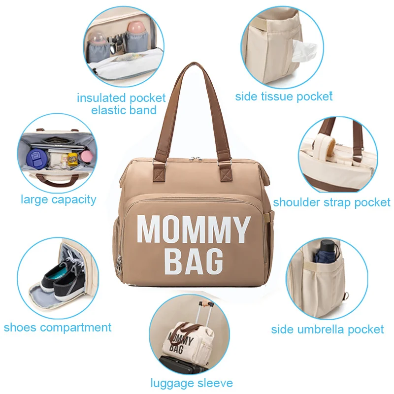 Borsa per mamma Borsa per pannolini di grande capacità per bambino Borsa multifunzionale per mamma con tracolla obliqua e borsa impermeabile