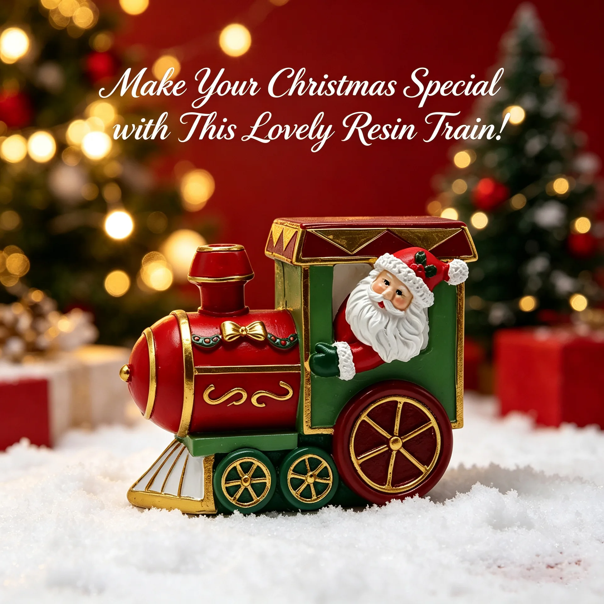 Christmas Santa Claus Small Train Resin Ornaments Holiday Home Desktop Decorations Crafts Christmas Gifts