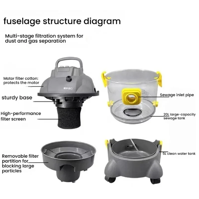 Fabric Cleaning Machine Spray & Vacuum Integrated Spot Extractor Large Suction Separate Clean Dirty Water Tank Wheel Design