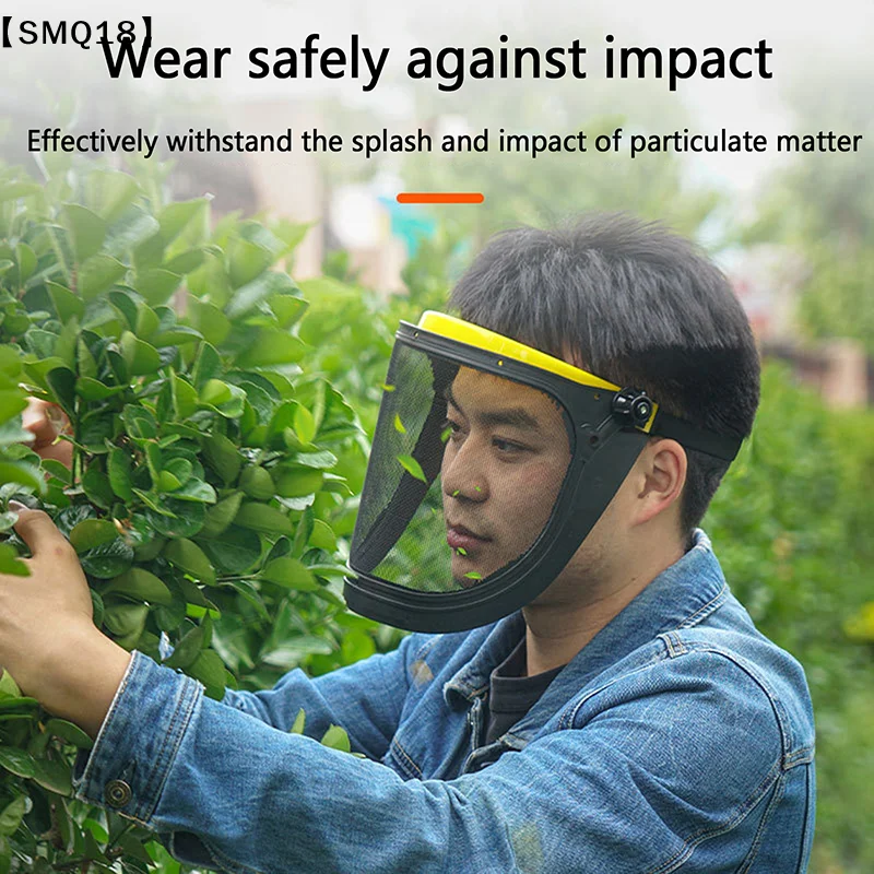 New Garden Grass Trimmer Safety Helmet Hat With Full Face Mesh Protective Mask For Logging Brush Cutter Forestry Protection【SMQ】