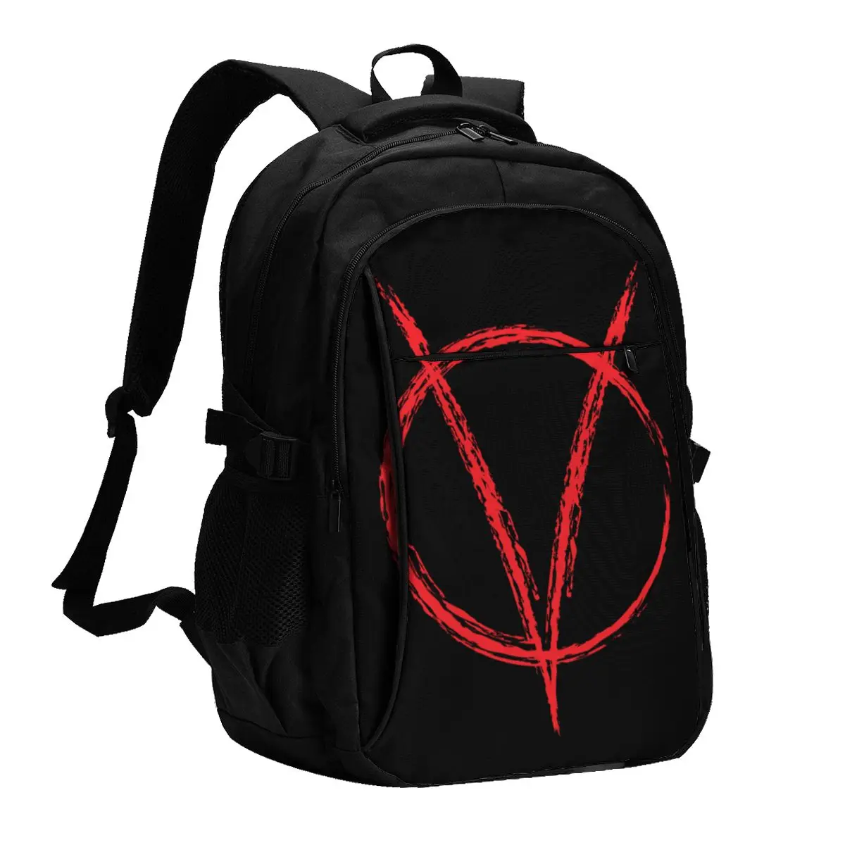 V Is For Vendetta W Was For War Usb Backpacks Fashion Tote Travel Hiking Usb Port Notebook Bags