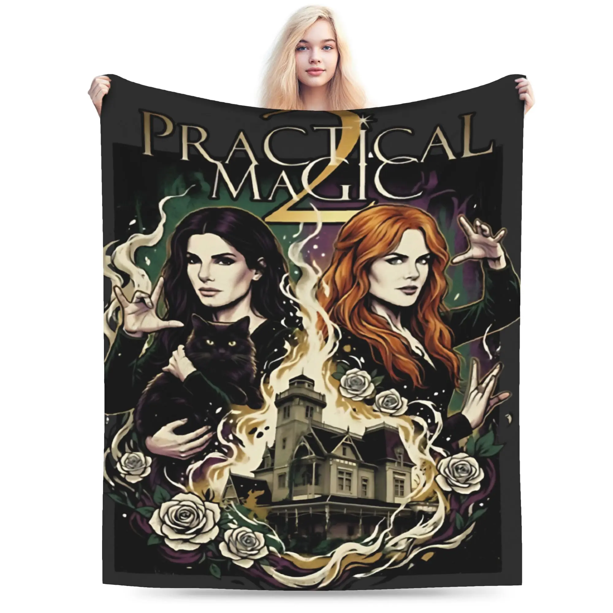 Cozy Practical Magic 2 Witchcraft Occult Gothic Witchy Black Cat Blanket Stuff  Throws And Blankets Flannel for Outdoor