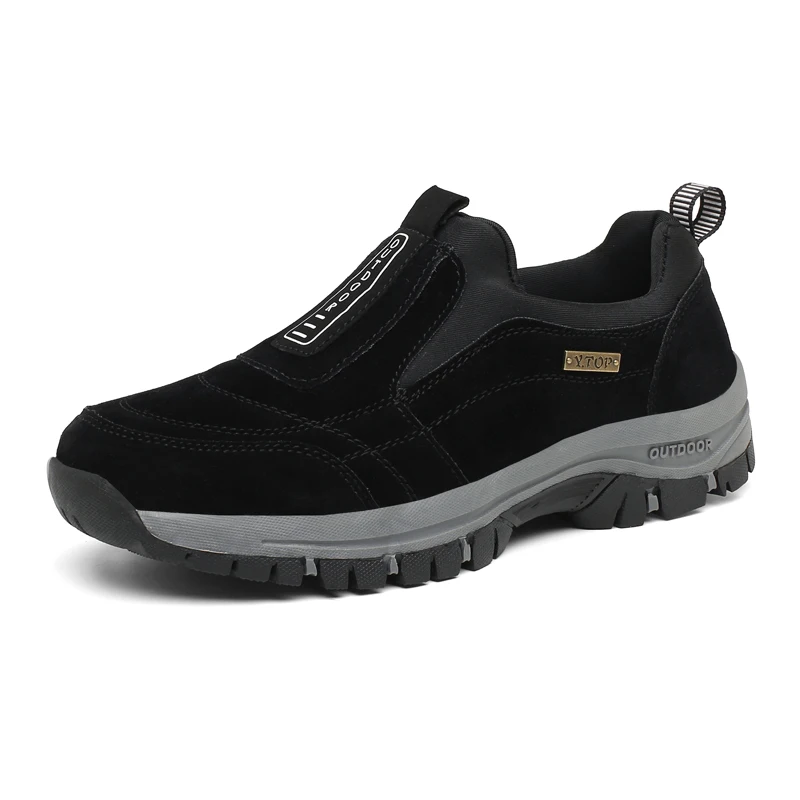 Plus Big Size 49 50 51 Mens Slip On Leather Casual Shoes Outdoor Trekking Anti-skid Rubber Soles