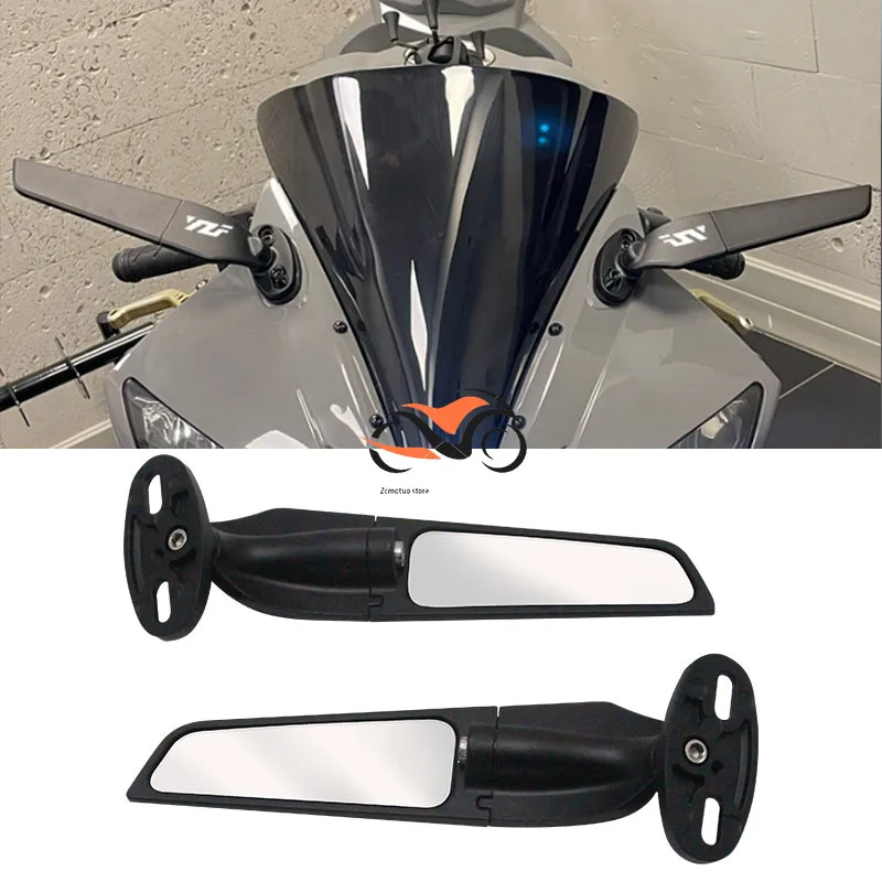 

For YAMAHA YZF R6 R1 R25 R3 R125 R15 Motorcycle Wing Mirrors Adjustable Rotating Rearview Side Mirror WITH LOGO