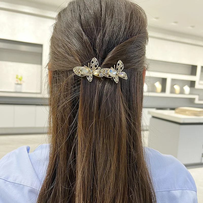 Newair klip HeaddressMedium Double ButterflyAlloy fashion versi Korea atas klip ekor kuda aksesoris rambut wanita produsen