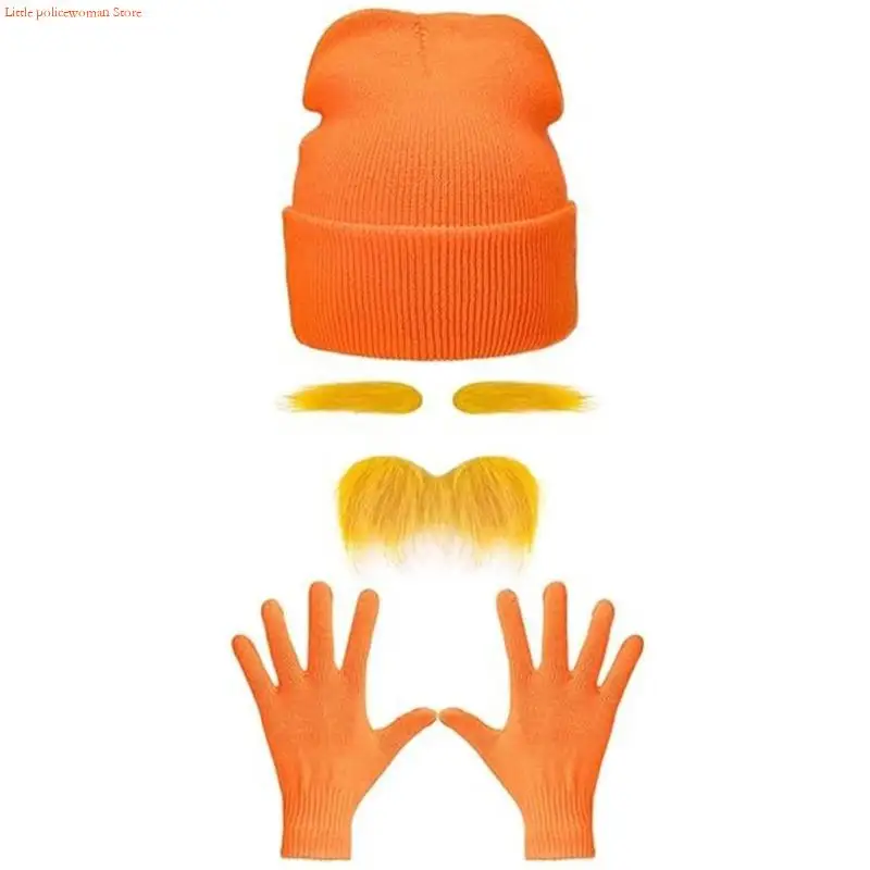 

F92D Comfortable Plush Hat Gloves And Gingers Beard Set Costume Accessory For Halloween Role Playing Themed Parties Event